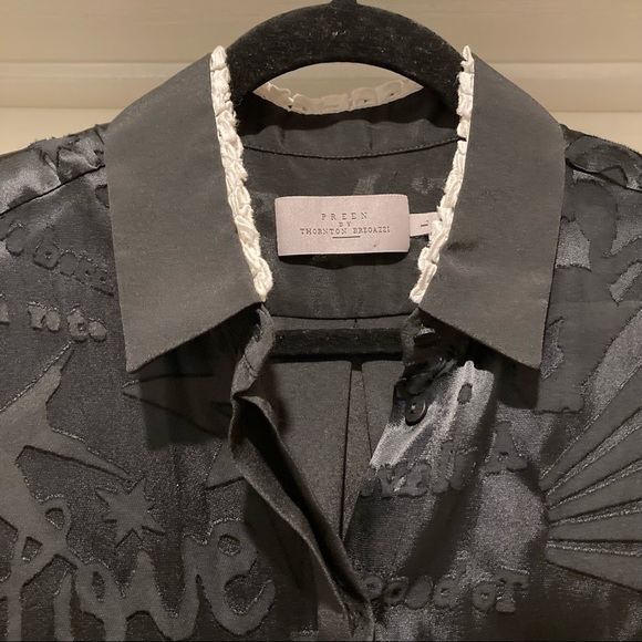 Preen by Thornton Bregazzi Designer Patterened Sleeveless Button Up Top Lace - Picture 3 of 12